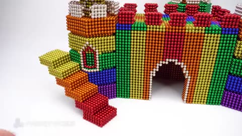 DIY - How To Build Castle Mud Dog House From Magnetic Balls ( Satisfying ) | Magnet World 4K