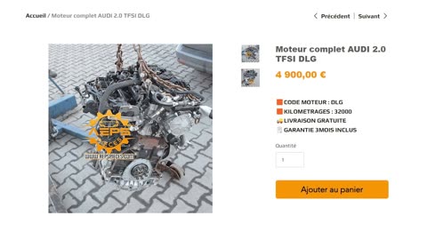 AEPSPIECES.COM - Moteur complet AUDI 2.0 TFSI DLG