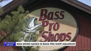 Nude man nabbed by police after 'cannonball' plunge into giant aquarium at Bass Pro Shop in Alabama