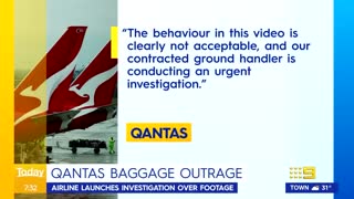 Qantas baggage handlers recklessly slam bags onto carousel | 9 News Australia