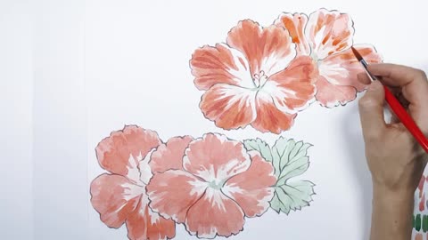 Floral painting, Japanese flowers, watercolor demo