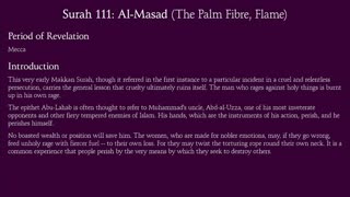 Quran: 111. Surah Al-Massad (Palm Fiber, Flame)