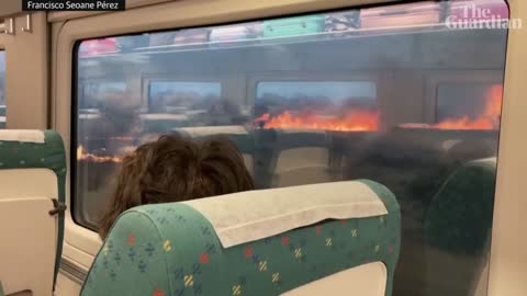 Spain wildfires: Train passengers stunned after flames spotted out either window