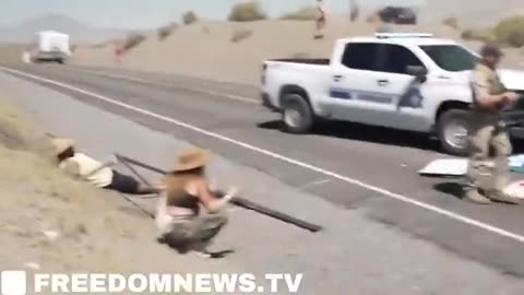 JUST IN: NEVADA RANGERS RAM THROUGH CLIMATE PROTEST BLOCKADE AFTER GROUP SHUT DOWN BURNING MAN