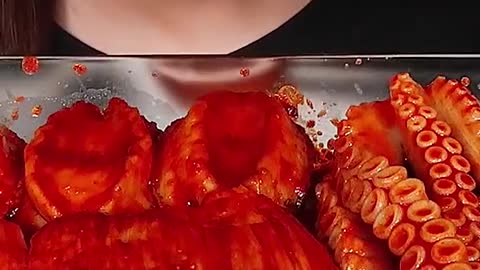Spicy Enoki Mushrooms Octopus #zoeyasmr #zoeymukbang #bigbites #mukbang #asmr #food #먹방 #틱톡푸드 #spicy