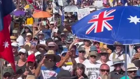 Canberra, Australia - MASSIVE crowns at anti - medical dictatorship protests (video 2)