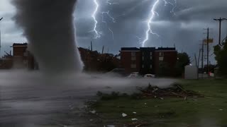 Tornado Spins With Dust And Lightning