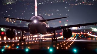 Nighttime Airplane Takeoffs: A Captivating Ambience.