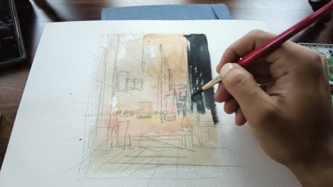 Street View Watercolor Time-lapse Tutorial 3