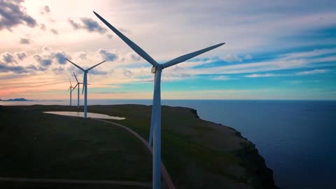 windmills for electric power production arctic view havoygavelen park northern norway