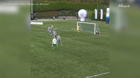 Polish Amputee Soccer Player Scores Stunning Overhead Goal