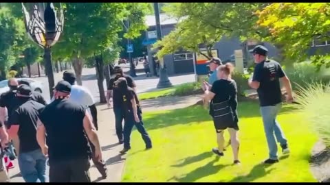Patriots beat up & unmask alleged Antifa or Feds who were Dressed to look like Nazi