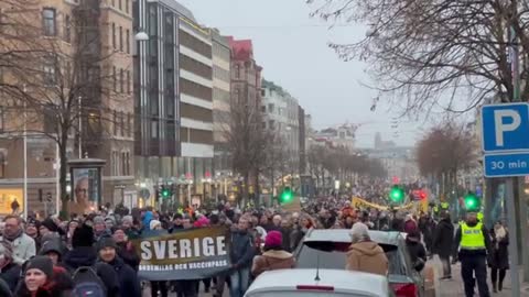 Gothenburg, Sweden: vaccine passport/mandate protest, Jan. 22, 2022