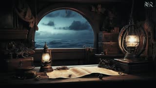 Captain Blackbeard's Cabin Ambience with Sea Waves and Creaking Ship Sounds 2024