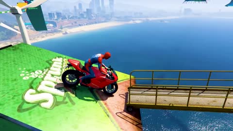 GTA V Epic New Stunt Race For Car Racing Challenge by Quad Bike, Cars and Motorcycle, Spider Shark10