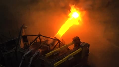 Space X Raptor test firing into a water cooled steel plate