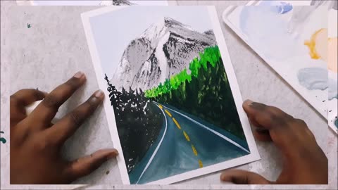 How to paint a quick and easy roadway in gouache