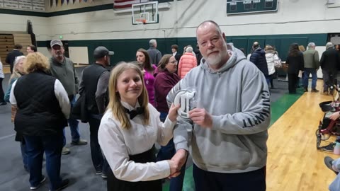 The Daddy guy gave our niece her varsity letter!