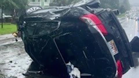 Tornado flips car on highway. Lands on another. CNN’s Berman reports.