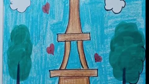 Easy How To Draw The Eiffel Tower Tutorial | How To Draw Eiffel Tower With Colours