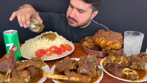 ASMR EATING SPICY WHOLE CHICKEN CURRY+SPICY MUTTON CURRY+WHITE RICE+GREEN CHILLI || MUKBANG-3
