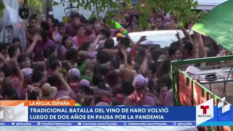Organizan la tradicional batalla del vino de Haro, España