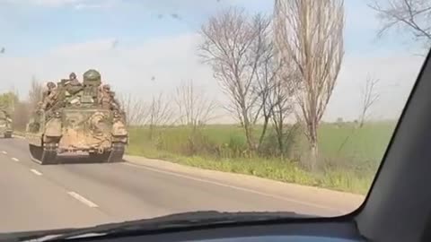American BMP Bradley`s on the move in Ukraine.