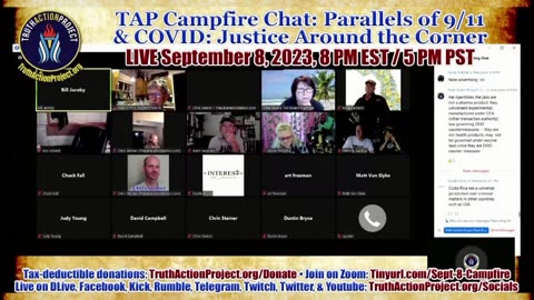 🔴 LIVE Sept 8, 2023 8 PM EST: TAP Campfire Chat: Parallels of 9/11 & COVID - Justice Around the Corner