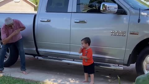 Toddler Faceplanted Racing with Grandpa