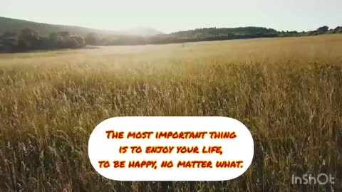The natural scenery in the meadows in the video has words of motivation and music