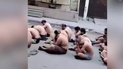 Moment ‘100 Hamas terror suspects are stripped, blindfolded & rounded up after surrendering to IDF’