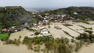 Drone video shows flooded villages in Albania