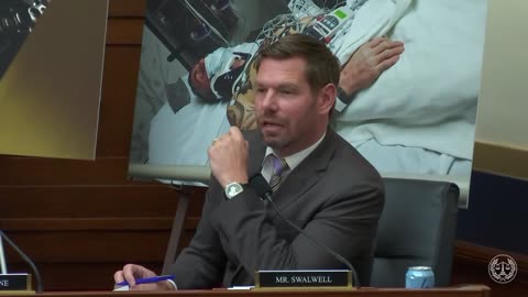 Eric Swalwell attempts to discredit a witness in a hearing on the exploitation of migrant children by accusing her of being at the January 6 riot