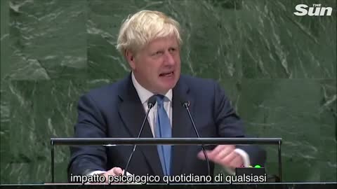 Memorabile discorso di Boris Johnson all'ONU, che conferma la teoria del controllo globale.