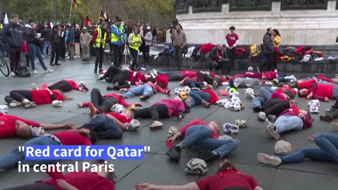 'Red card for Qatar' at Paris's anti-football World Cup