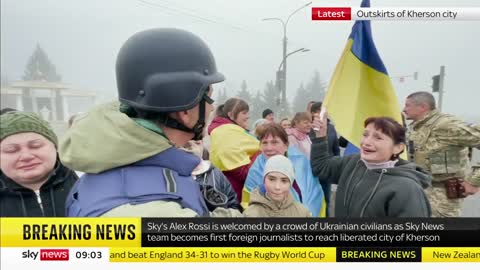Scenes of jubilation on outskirts of Kherson
