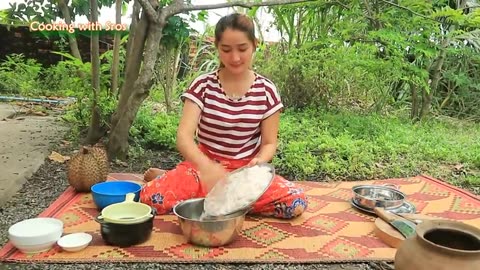 Yummy Durian Sticky Rice Dessert - Durian Sticky Rice Dessert Cooking - Cooking With Sros