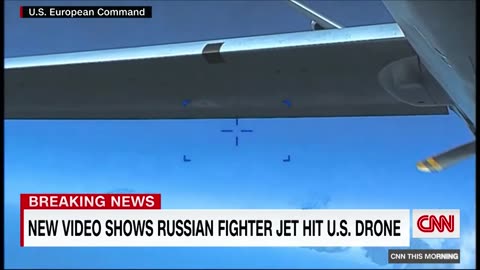 moment rusian fighter jet confronts US drone