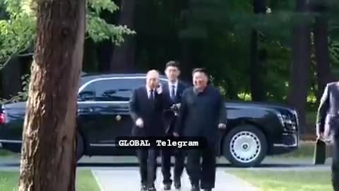 Russia's President Vladimir Putin in North Korea with Kim Jong Un