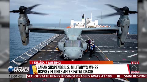 Japan suspends U.S. military's MV-22 Osprey flights after fatal crash