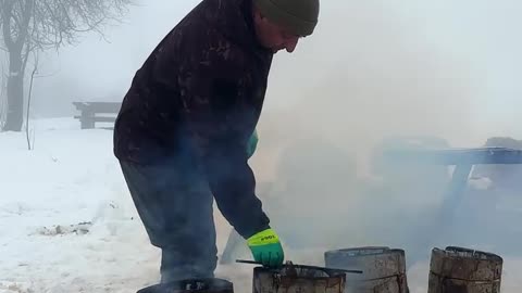 Caught Fresh Fish in the Mountain River and Cooked In Logs! Unique Trout Recipe