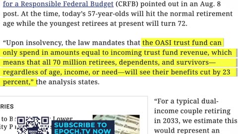 Social Security - If nothing Changes, will see a Reduce of Benefits of $17,400