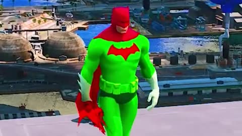 Insane Euphoria Physics - Green Batman vs Hulk vs Spiderman in GTA 5 Crazy Water Ragdolls _shorts