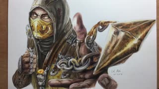 03 Drawing Scorpion Mortal Kombat Timelapse