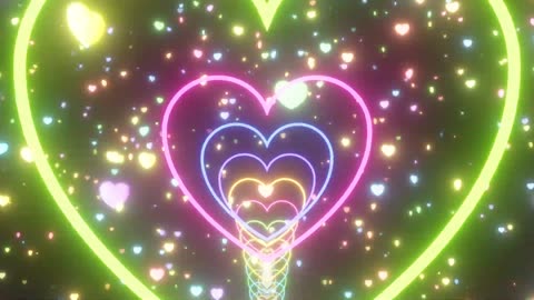 036. Endless Rainbow Heart Shape Tunnel Waves Glowing Flashing Neon Lights