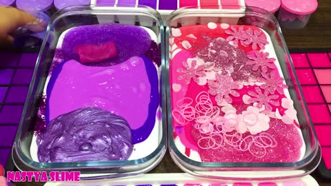 PINK vs PURPLE !!! Mixing Random into GLOSSY Slime !!! Satisfying Slime Video #113