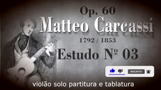 Matteo Carcassi - Op.60 - Estudo 03 - Partitura + Tablatura