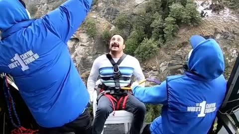 Man was too scared of Bungee jumping 😂