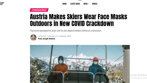 Austria Forces Skiers to Wear Face Masks Outside & Passport no Longer Valid w/out Boosters