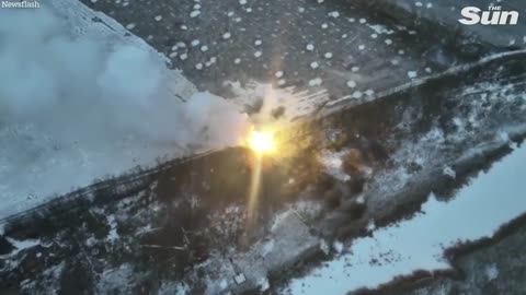 Ukrainian forces blow up Russian multiple rocket launcher in huge explosion